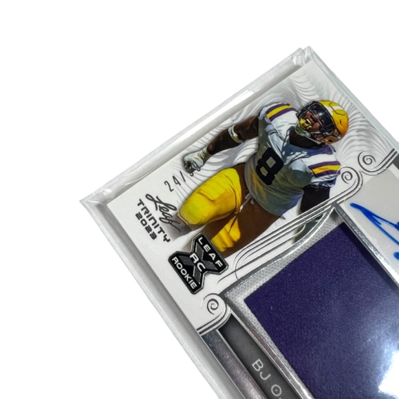 BJ Ojulari 2023 Leaf Trinity Football Rookie Patch Auto /99 LSU Tigers - Picture 3 of 6